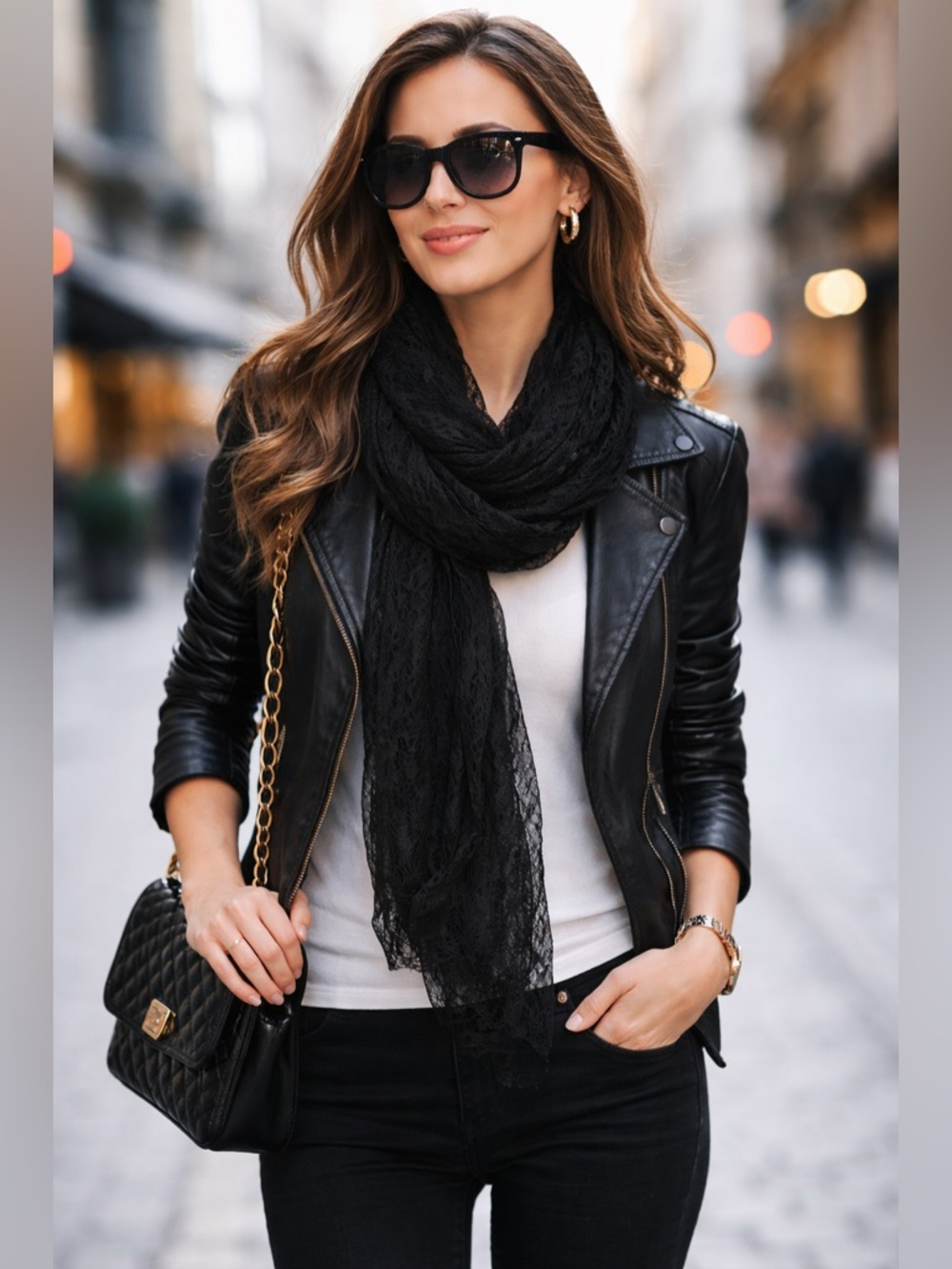 17 & CO ACCESSORIES Women’s Black Floral Lace Infinity Scarf Onesize